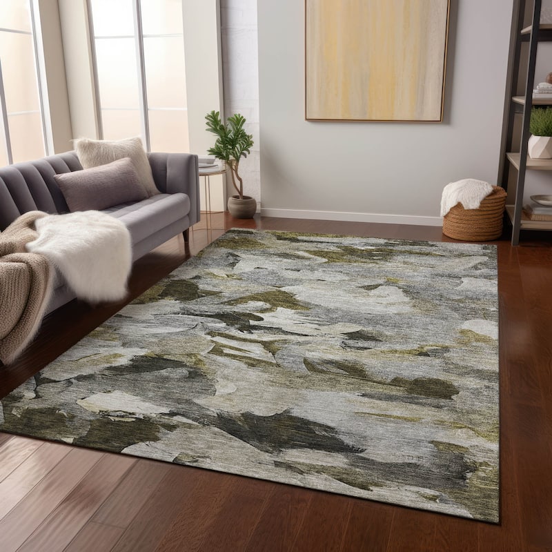 Machine Washable Indoor/ Outdoor Modern Chantille Rug