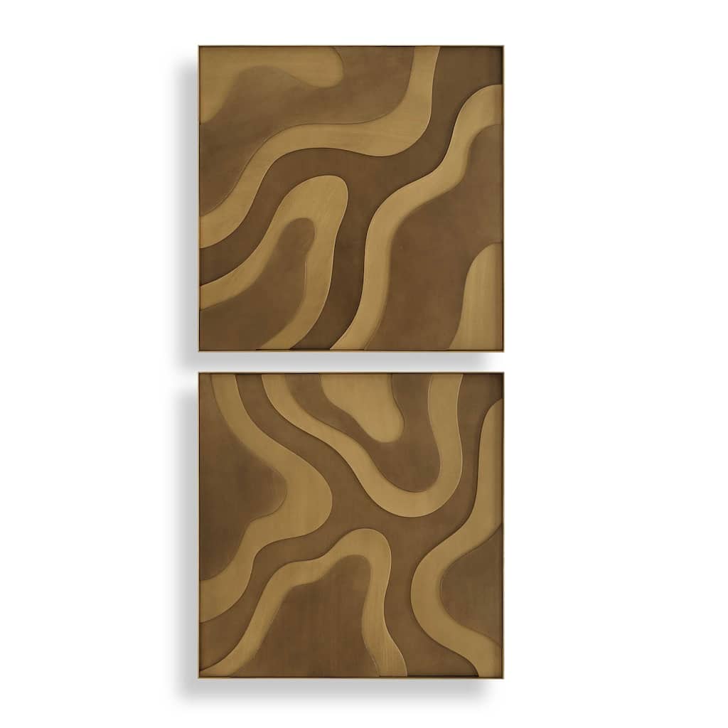 Uttermost Golden Terrain Wooden Wall Decor (Set of 2) - 19.88" W x 19.88" H x 1.63" D