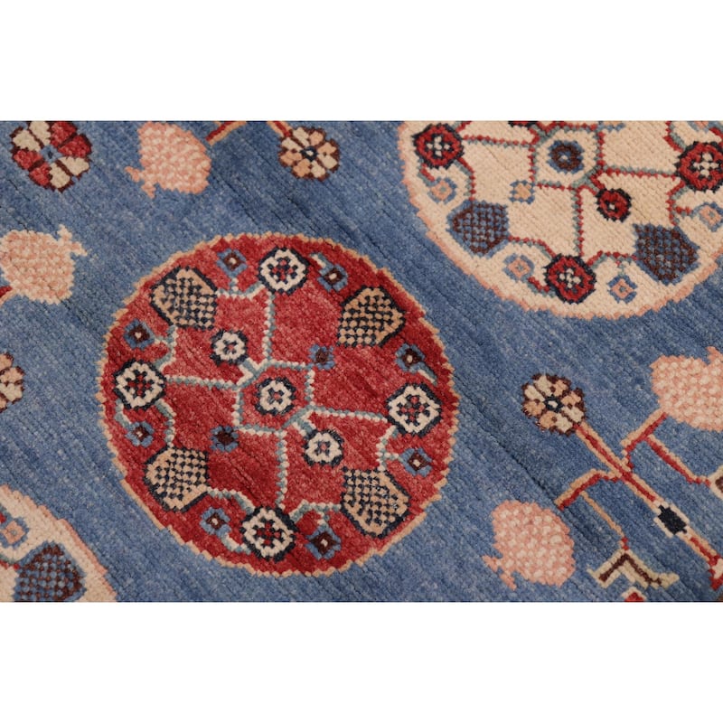 Bohemian Kazak Sloane Light Blue/Beige Wool Runner - 2'11'' x 13'6''