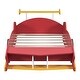 preview thumbnail 1 of 13, Red Twin Size Wood Race Car-Shaped Platform Bed with Wheels Red - Twin