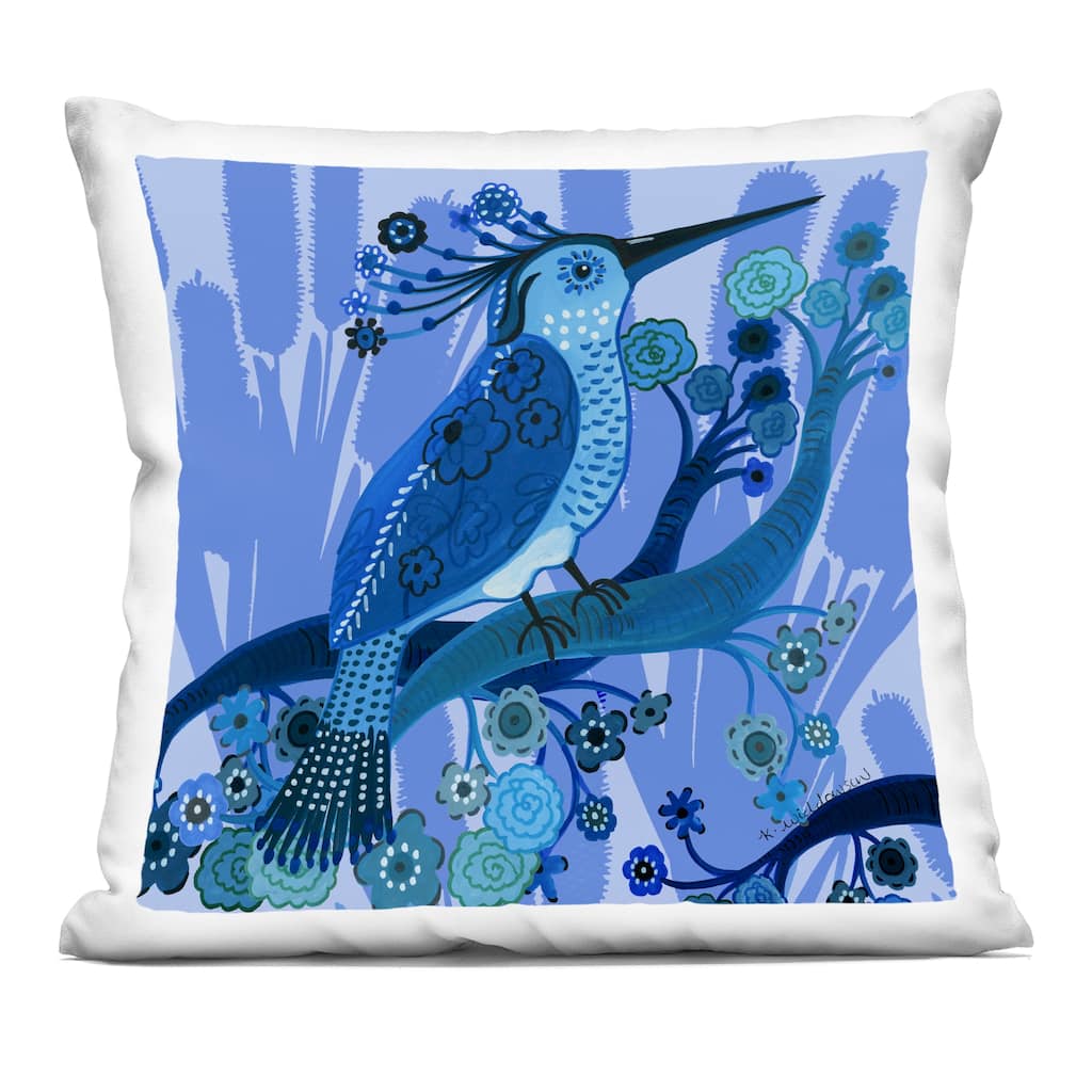 Stupell Folk Style Blue Bird Decorative Printed Throw Pillow Design by Kay Widdowson