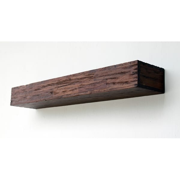 slide 1 of 2, Distressed Acacia Wood Floating Wall Shelves (Set of 2)
