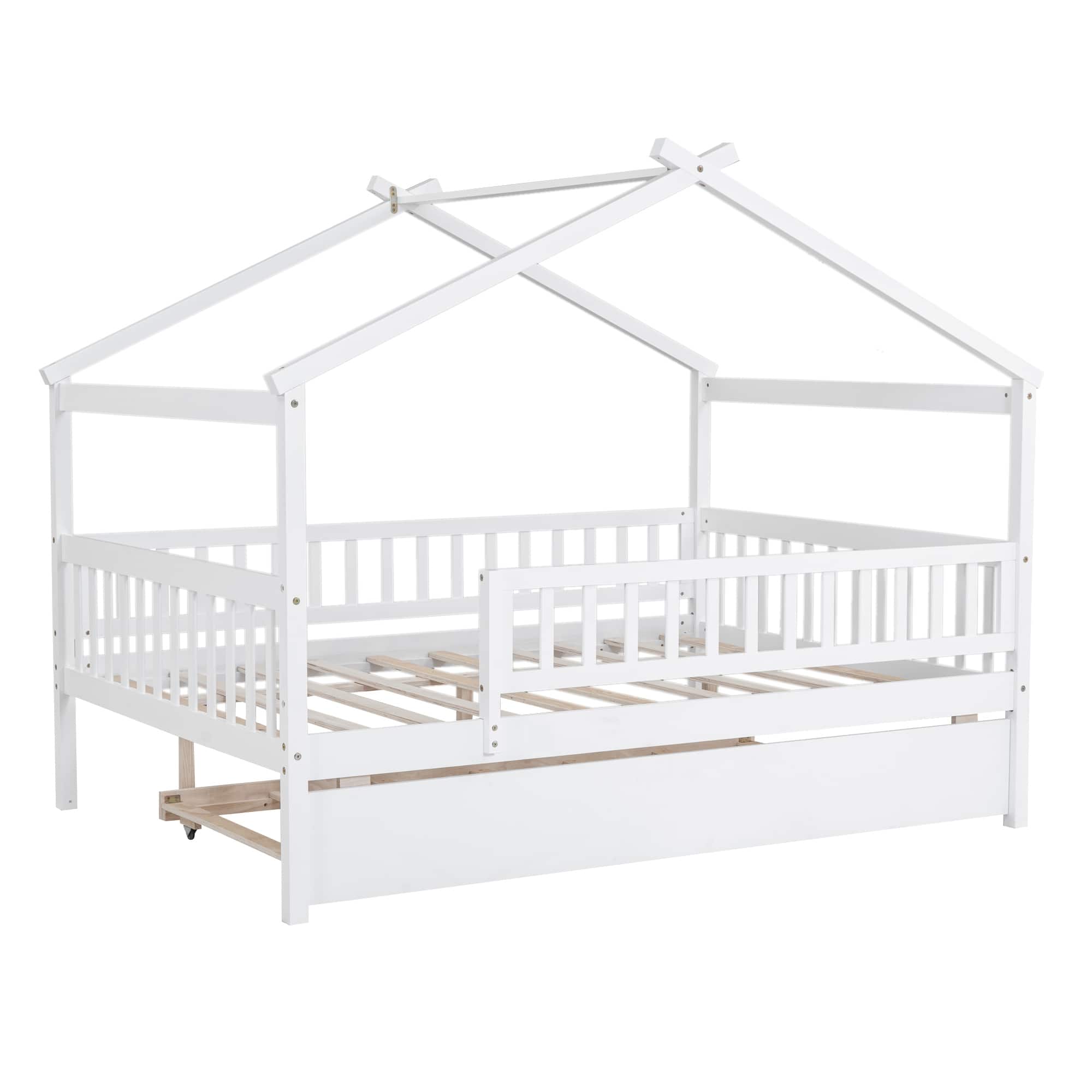 Full Size Wooden House Bed with Twin Size Trundle - Bed Bath & Beyond ...