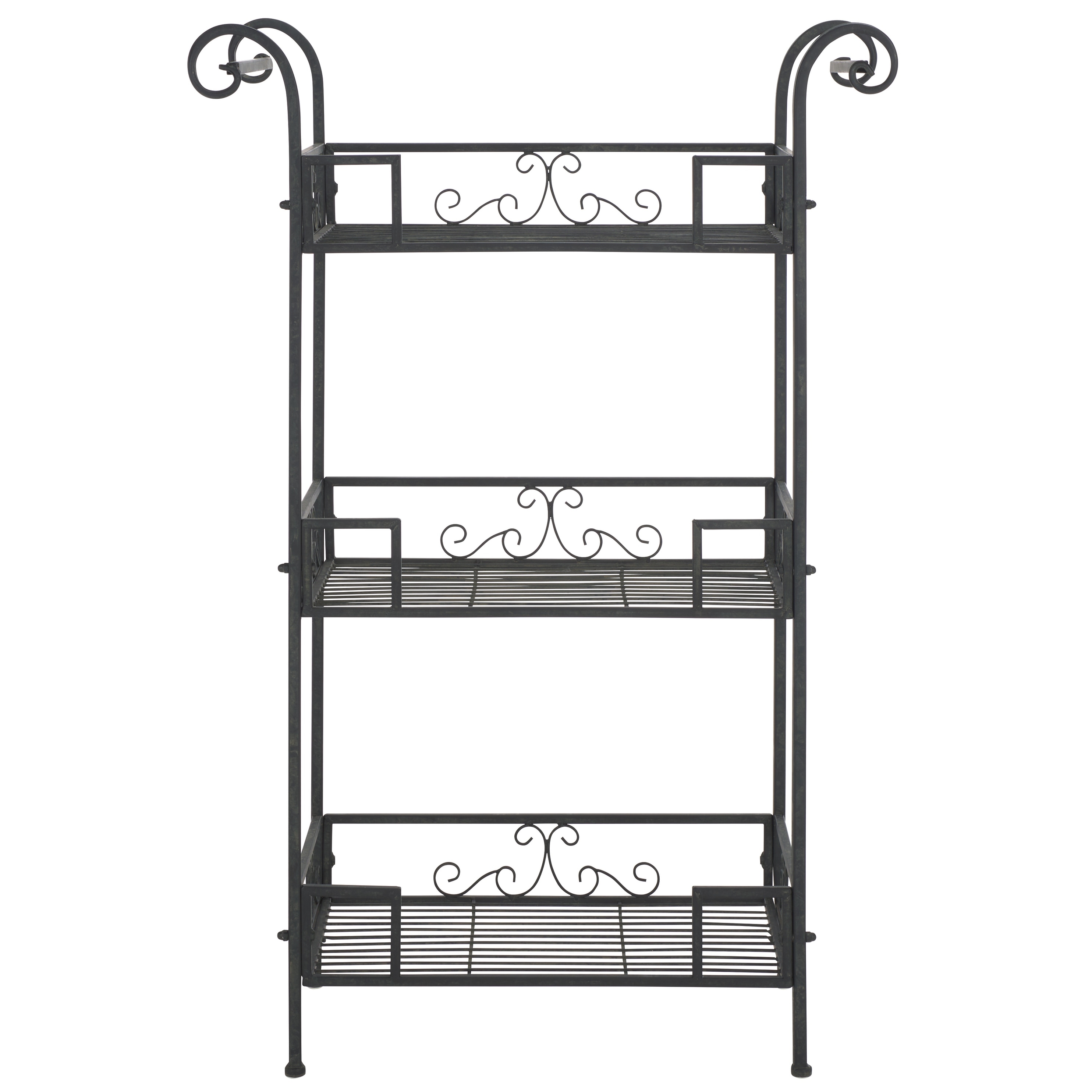 SAFAVIEH Outdoor Abigale Victorian Scroll Iron 3-Tier Shelf - 28
