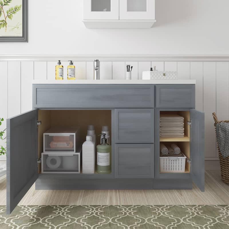 Vanity Art 48" Birch Freestanding Bathroom Vanity Cabinet without Top