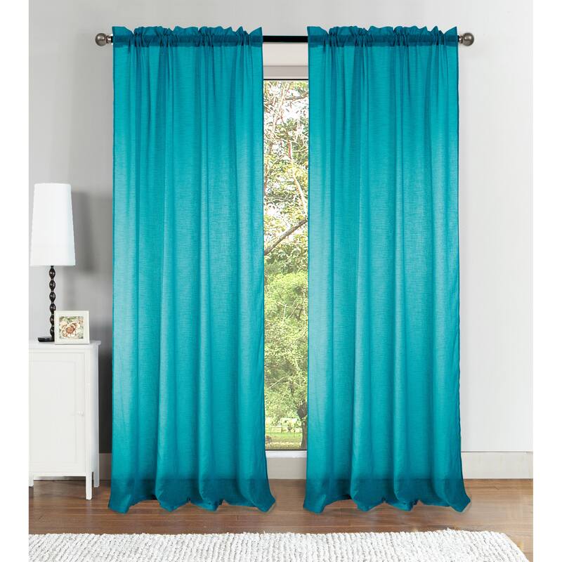 Astro Textured Sheer Window Curtain 90-Inch Rod Pocket - Teal