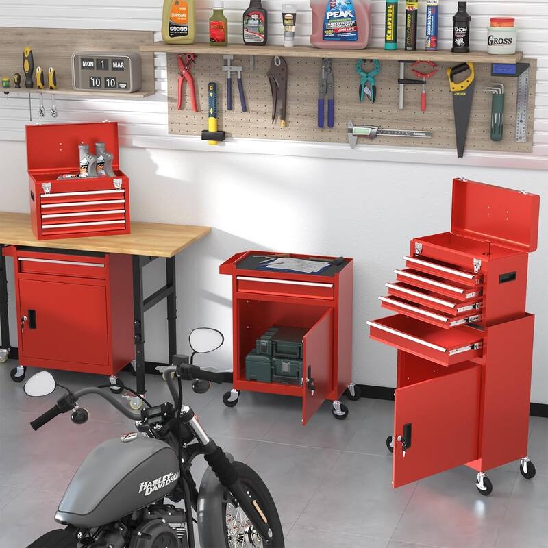 5-Drawer Rolling Tool Chest Storage Cabinet with Lock Tool Box
