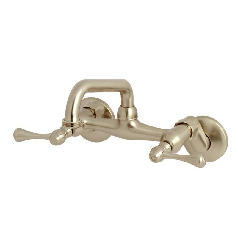 Kingston Brass 2-Handle Wall Mount Laundry Faucet - Brushed Nickel