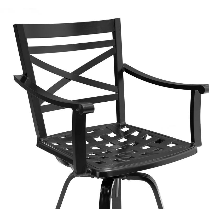 Pellebant Patio Outdoor Aluminum Swivel Bar Stools with Sunbrella Cushion - 21.7 in W x 16.5 in D x 46 in H