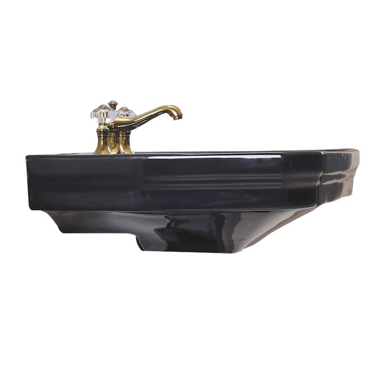 Black Vitreous China Bathroom Pedestal Sink Only Renovators Supply - Black