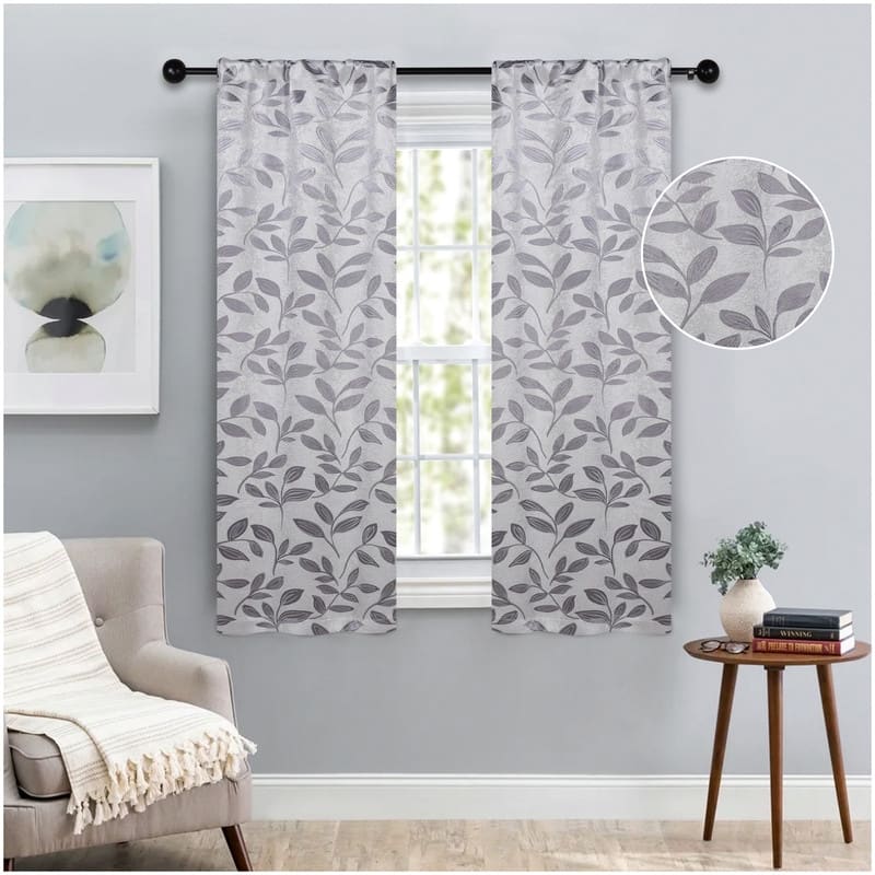 Superior Modern Bohemian Leaves Room Darkening Curtains with Grommets