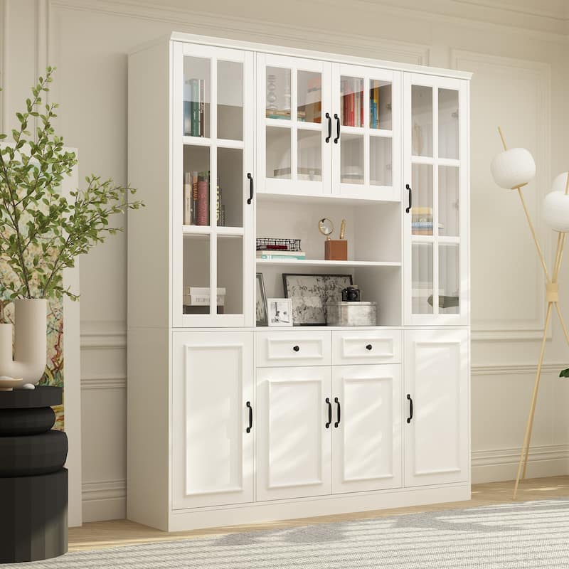 China Cabinet with Tempered Glass Doors Glass Door Storage Cabinet