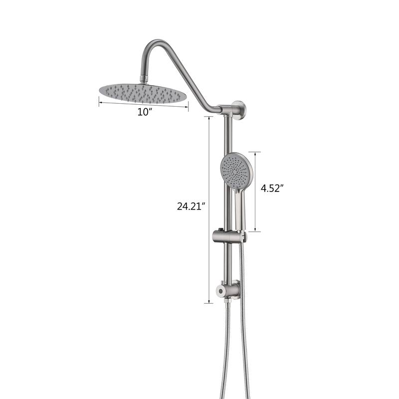 Vanityfair Shower System With 10" Rain Shower Head, 4-function Shower Head With Handheld, Adjustable Slide Bar