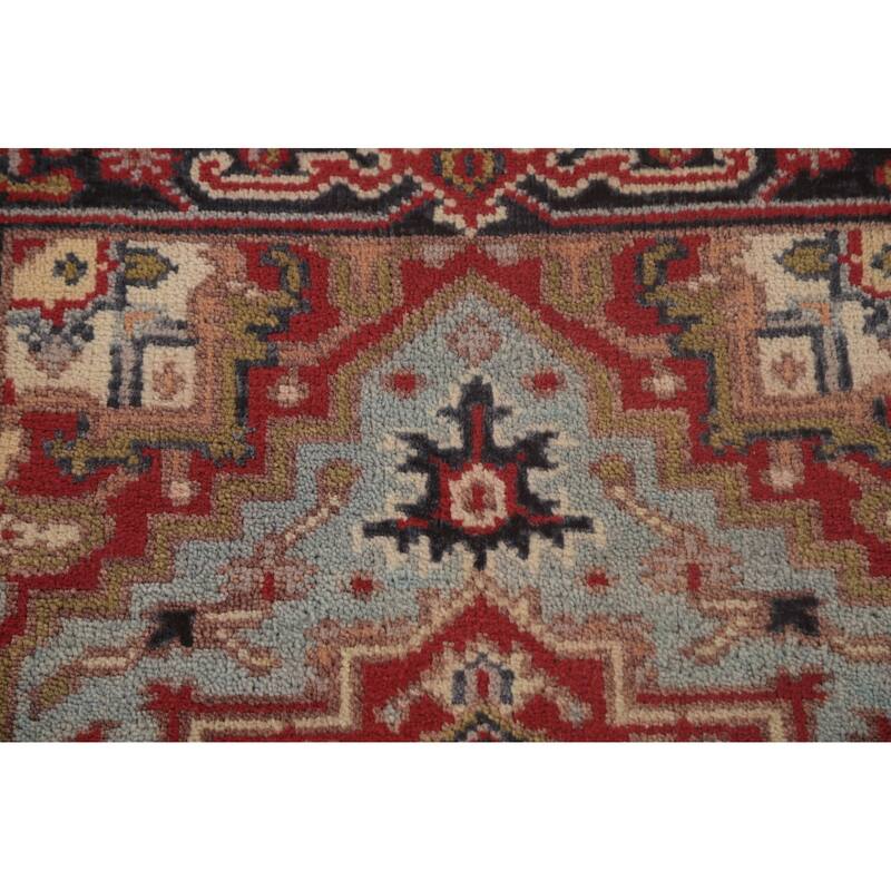 Light Blue Heriz-Serapi Oriental Runner Rug Wool Carpet - 2'6"x 9'10"