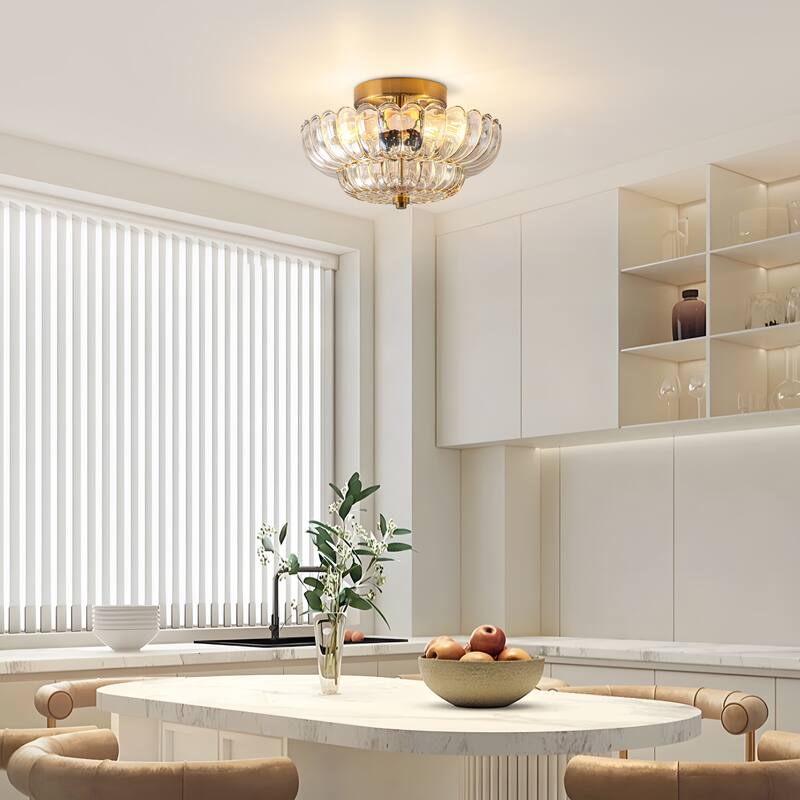 Starsky Modern 3-light Glass Semi Flush Mount - N/A