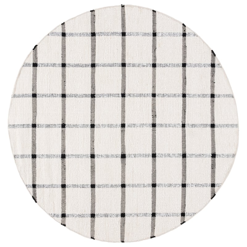 SAFAVIEH Handmade Montauk Espedita Cotton Rug - 6' Round - Ivory/Black