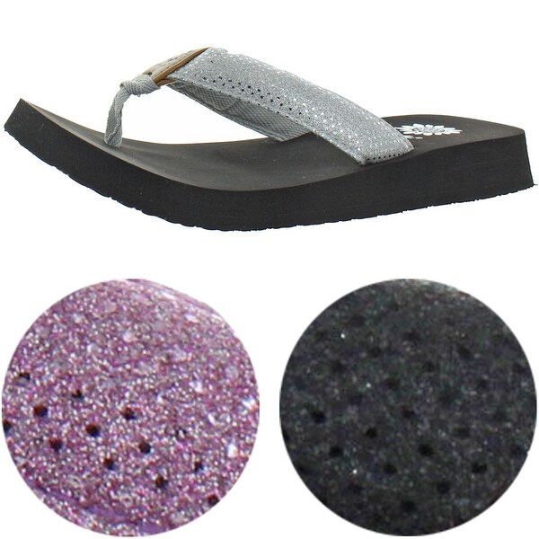 yellow box glitter flip flops