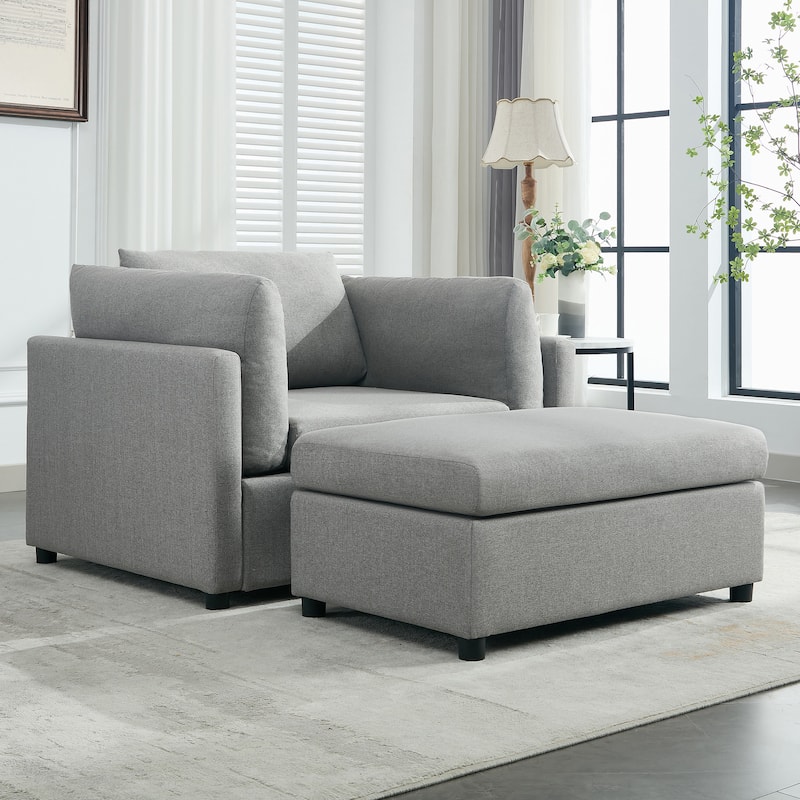 Modern Oversized Armchair with Ottoman