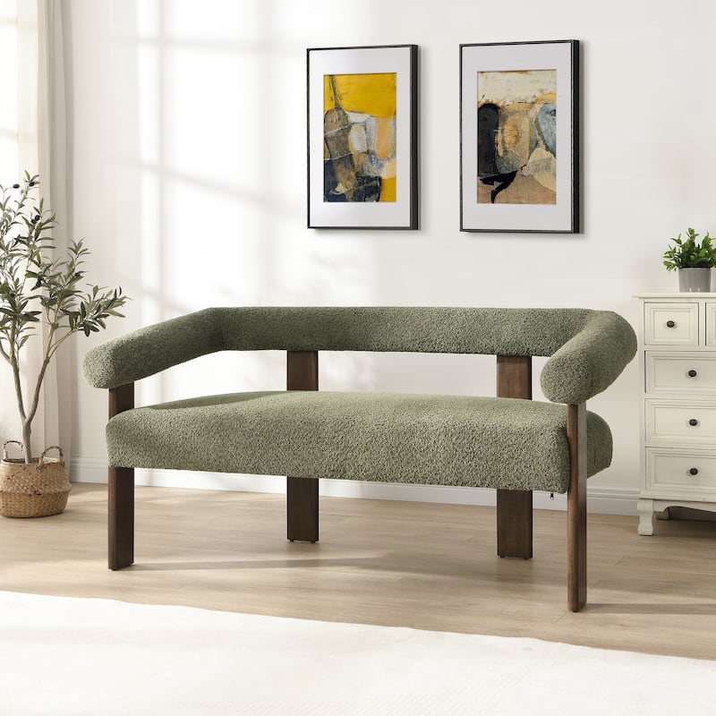 Loft Round armrest loveseat Rubber Wood by Christopher Knight Home - Green+Brown