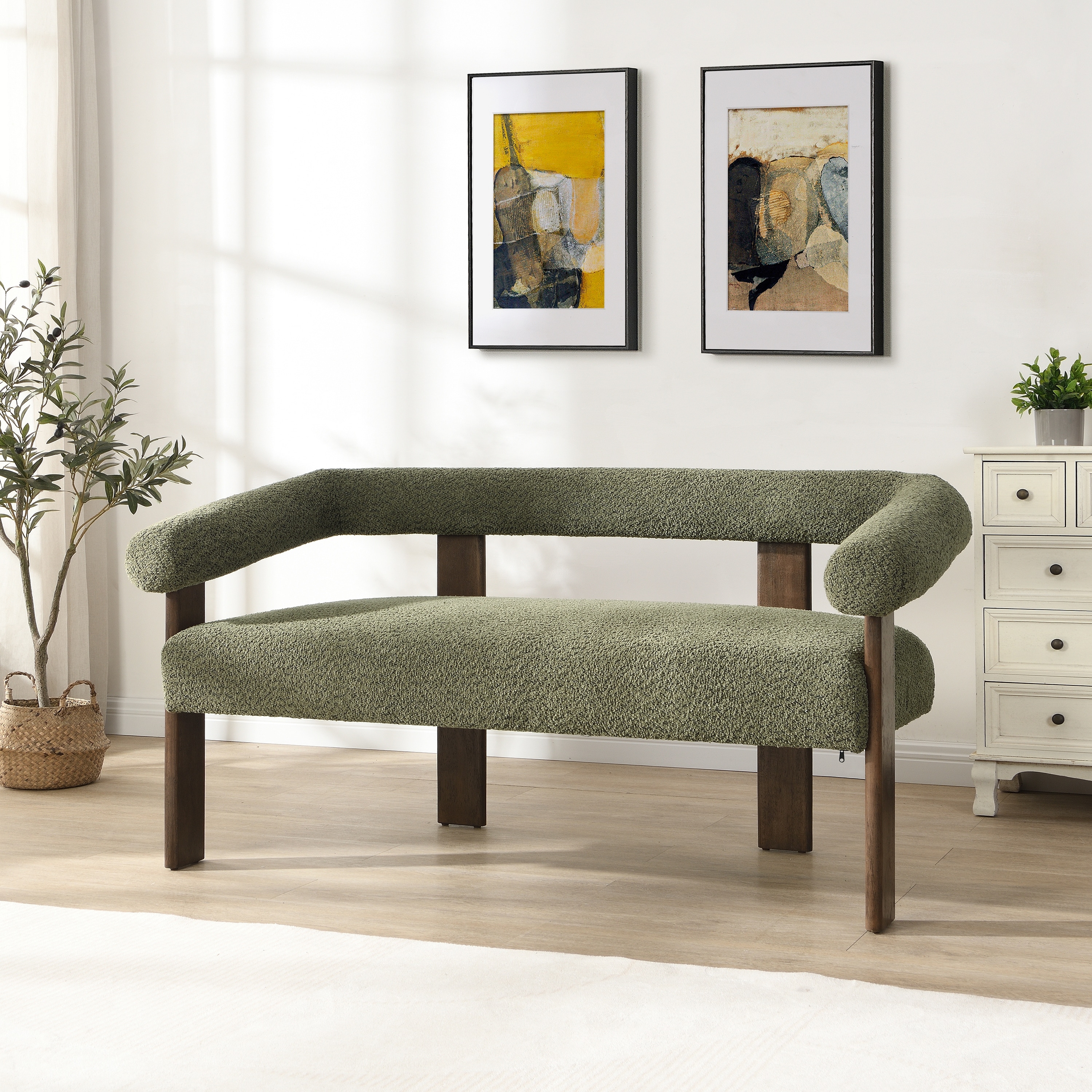 Christopher Knight Home - Loft Round armrest loveseat Rubber Wood