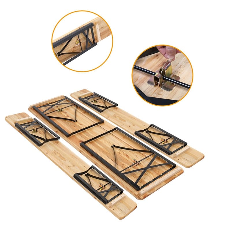 Indoor/Outdoor Solid Wood Folding Picnic Dining Set