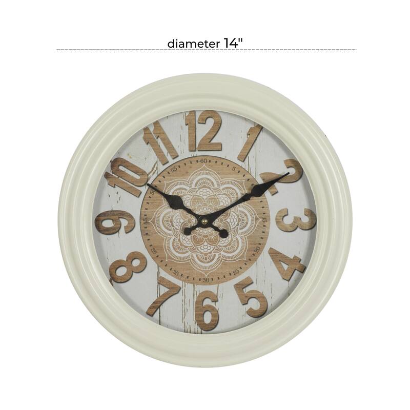 Metal Fluted Frame Decorative Wall Clock - White - Roche River Decor