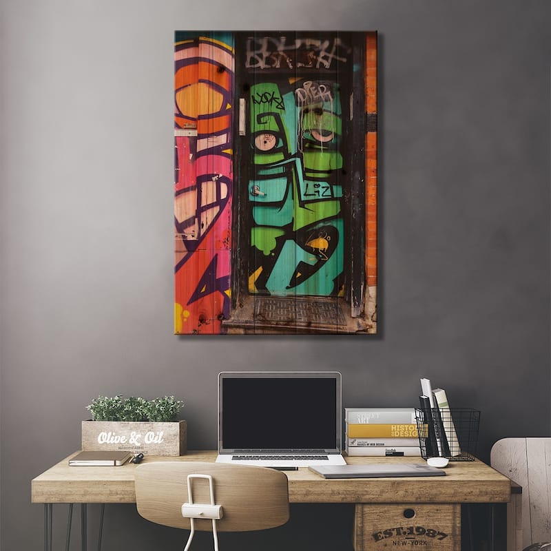 Chicago Print On Wood by Bethany Young - Multi-Color