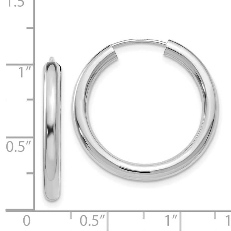 Curata 14k White Gold tube Polished 35x3mm Endless Tube Hoop Earrings