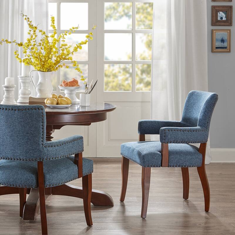 Arm Dining Chair 1 Piece, Silver Nailhead trim Dining Room Chairs