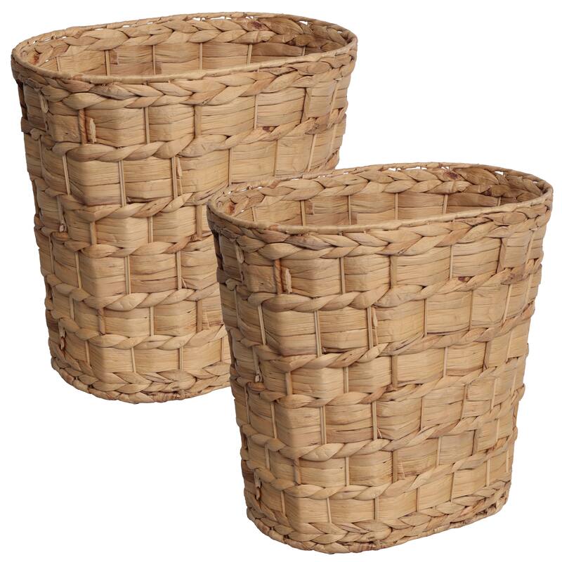 Miles Farmhouse Handwoven Water Hyacinth 4.5-Gallon Tapered Oval Wicker Watebasket (Set of 2) - Natural