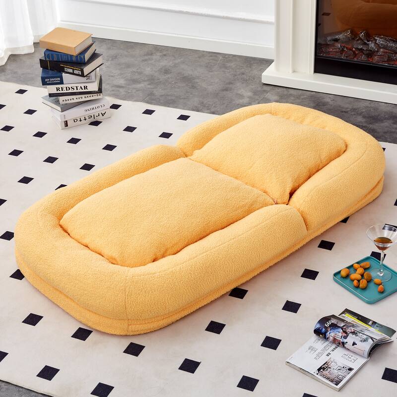 Folding Sofa Chair with 5 Adjustable Positions Plush Floor Lounge Chair