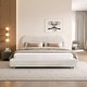 preview thumbnail 40 of 94, Upholstered Platform Bed with Curve-Shaped Design Headboard Boucle Fabric/White - King