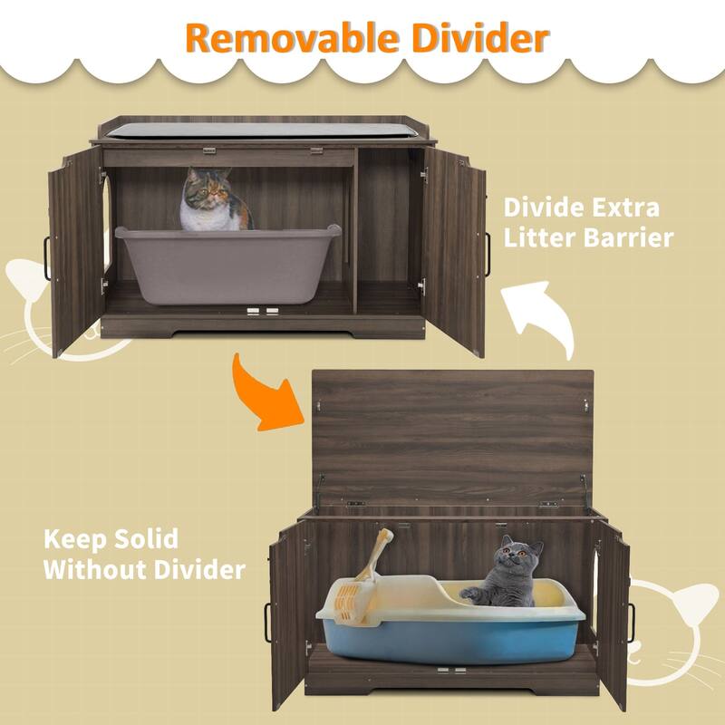 MCombo X-Large Cat Litter Box Furniture Hidden with Top Opening & Divider, Particle Board, CT37