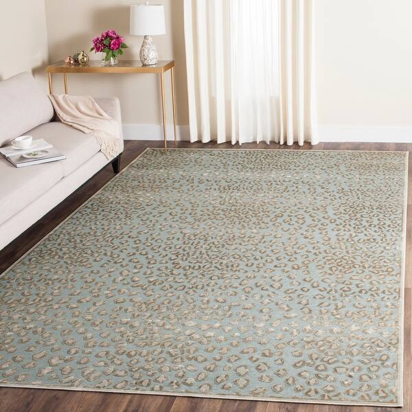 Shop Safavieh Paradise Irana Modern Viscose Leopard Rug Overstock 11727886 8 X 10 Stone Aqua