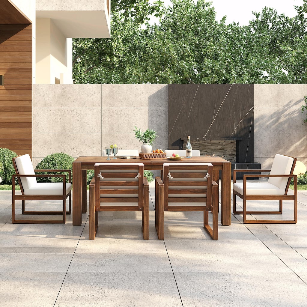 7-Piece Patio Dining Set for 6 - Outdoor Table and Chairs with Umbrella Hole