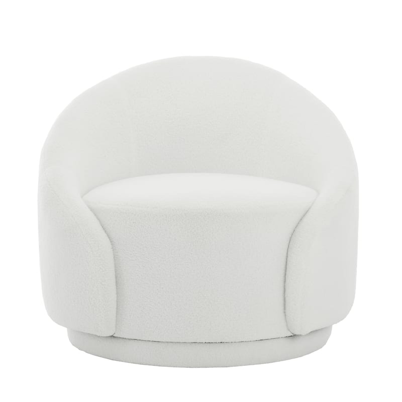 Velvet Boucle Upholstered Accent Chairs Swivel Barrel Chair (Set of 2) - Boucle - White