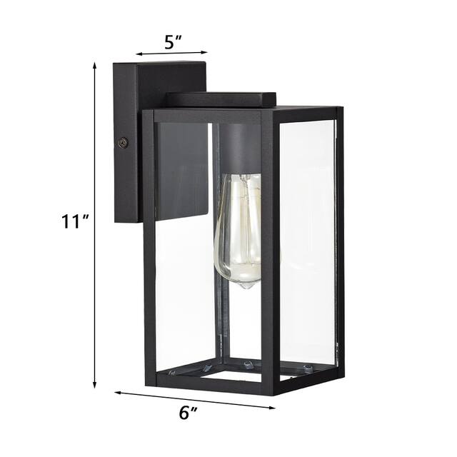Black Plug-in Outdoor Wall Lantern Sconce Porch Light With Clear Glass
