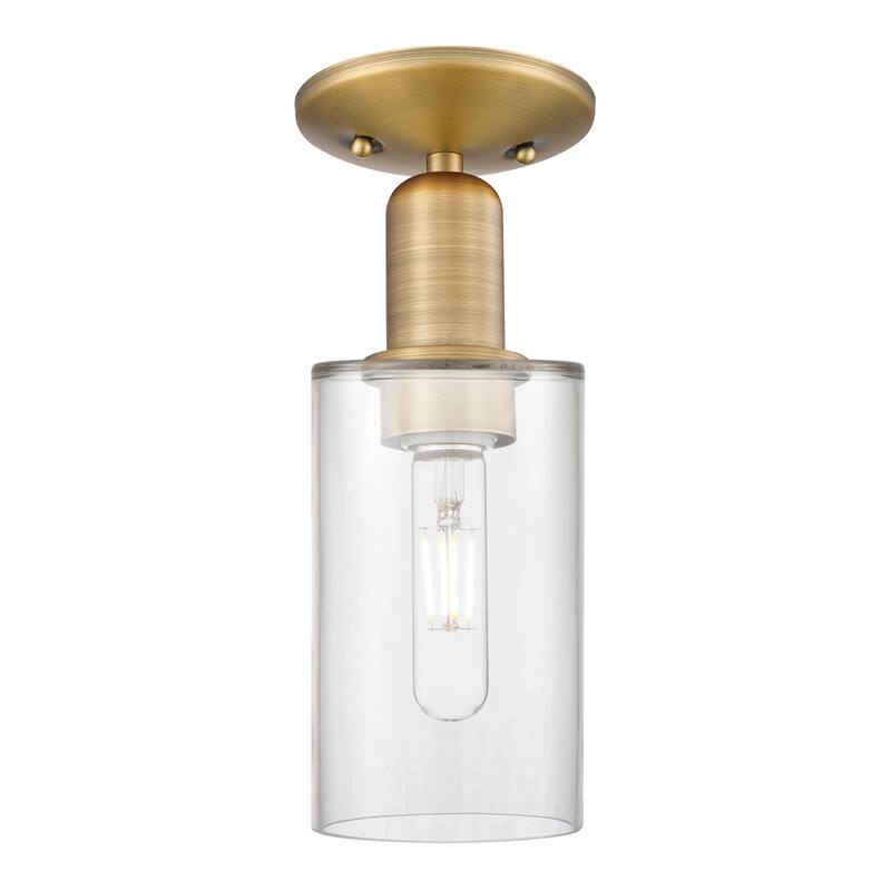Innovations Lighting 716-1C-11-5 Clymer Semi-Flush Clymer 5" Wide - Brushed Brass / Clear