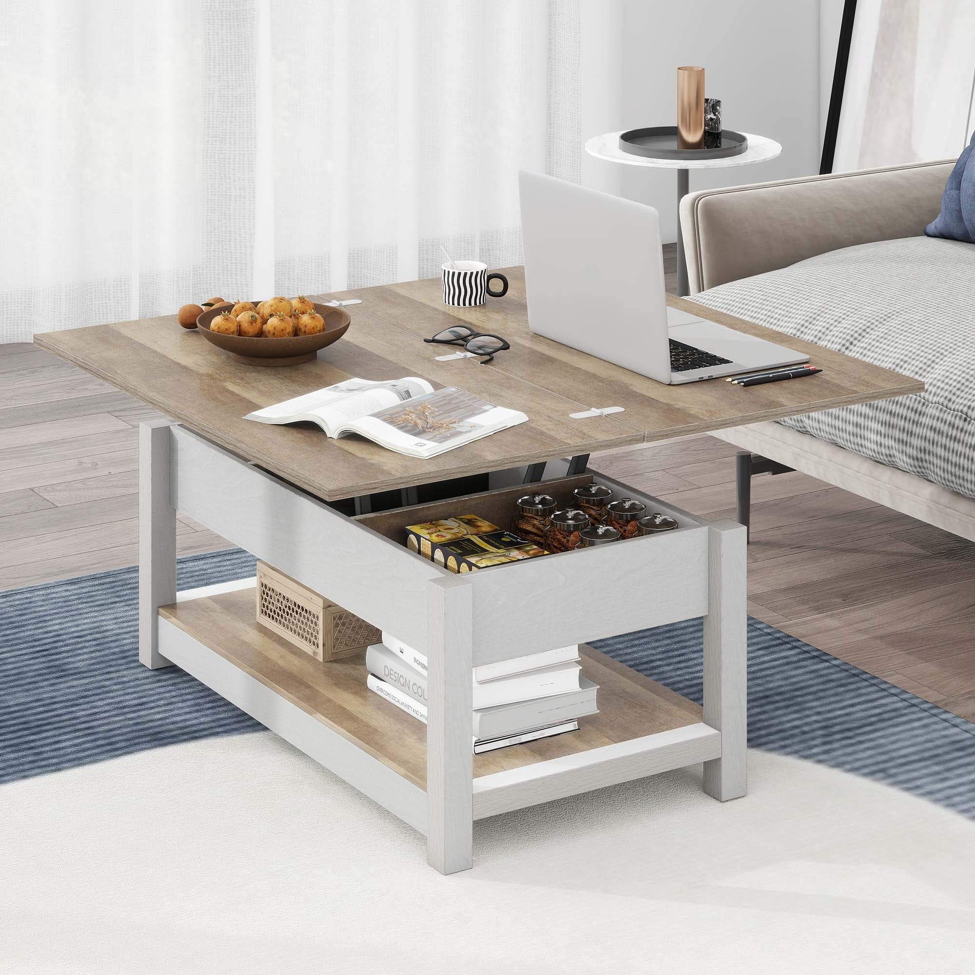 3-in-1 Lift-Top Coffee Table with Storage, Extends to Dining Table, 47-inch