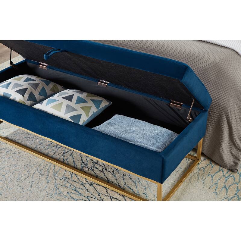 58.6" Bed Bench Metal Base with Storage Velvet Space-Saving Sofas for Living Room, Apartment and Office