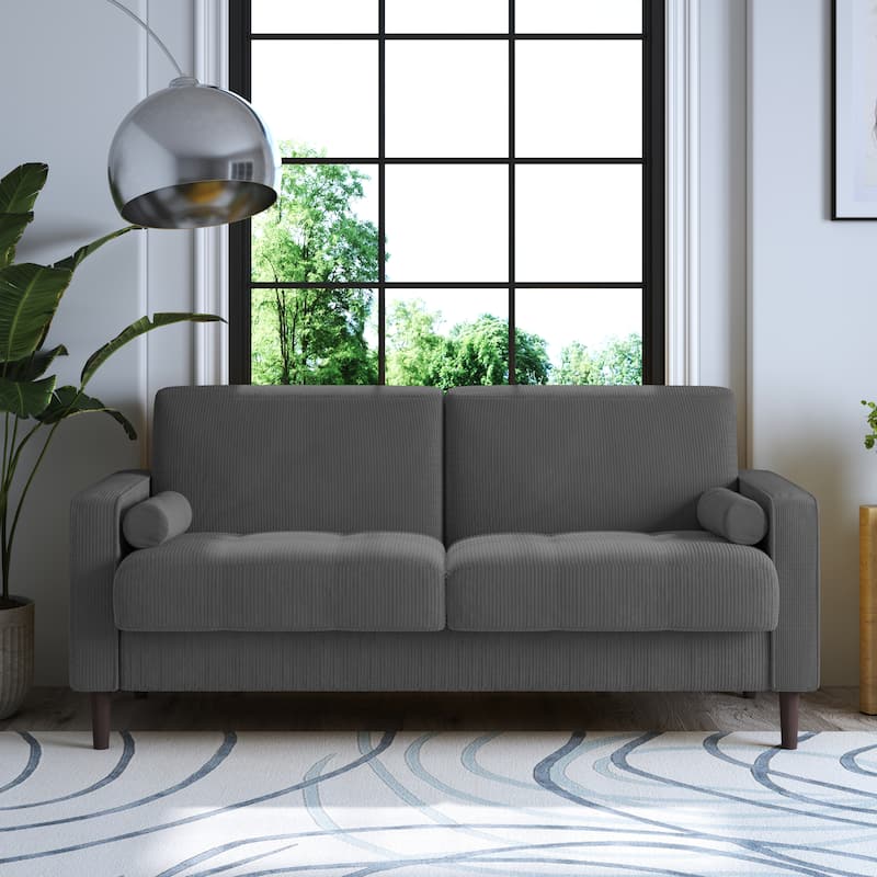 Corduroy 61.9" Loveseat Sofa Square Armrests