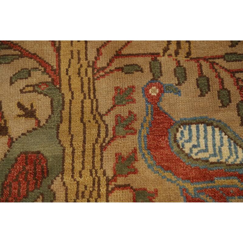 Light Brown Animals Ziegler Oriental Area Rug Hand-Knotted Wool Carpet - 7'9" x 9'8"