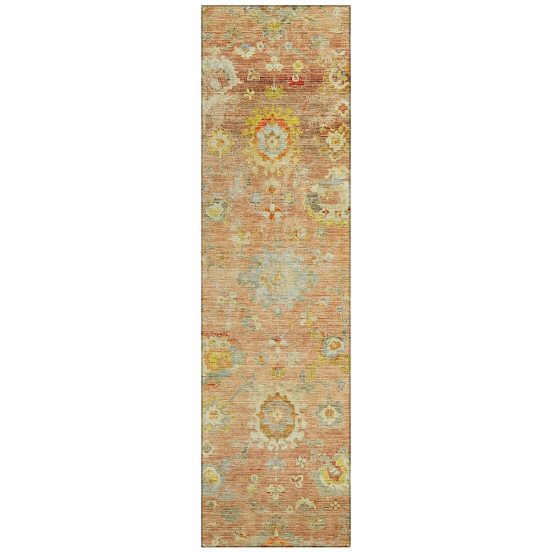 Machine Washable Indoor/ Outdoor Vintage Traditional Chantille Rug