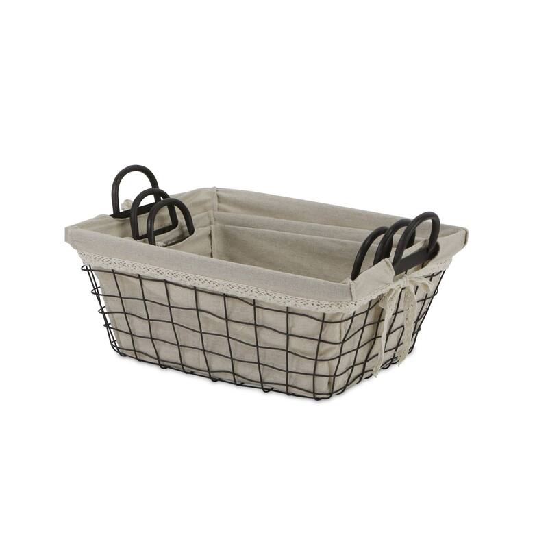 3 Black Tapered Wire Rectangular Storage Container Baskets 17.75"