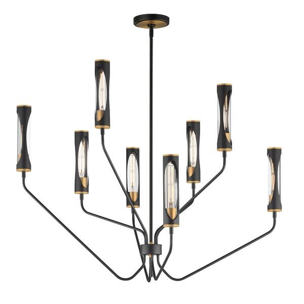 slide 2 of 7, Maxim 16178 Regent 6 Light 40" Wide LED Abstract Chandelier Black / Antique Brass