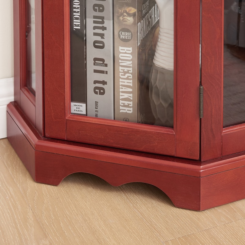 Lighted Corner Curio Cabinet with Tempered Glass Doors