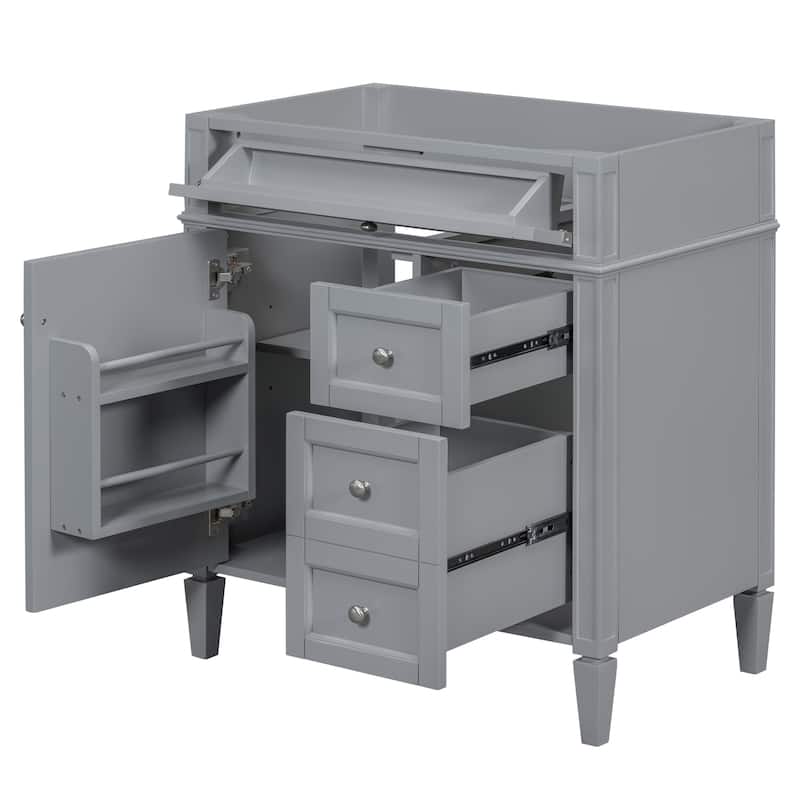 (Base Only)Modern Bathroom Storage Vanity Base with 2 Drawers and a Tip-out Drawer