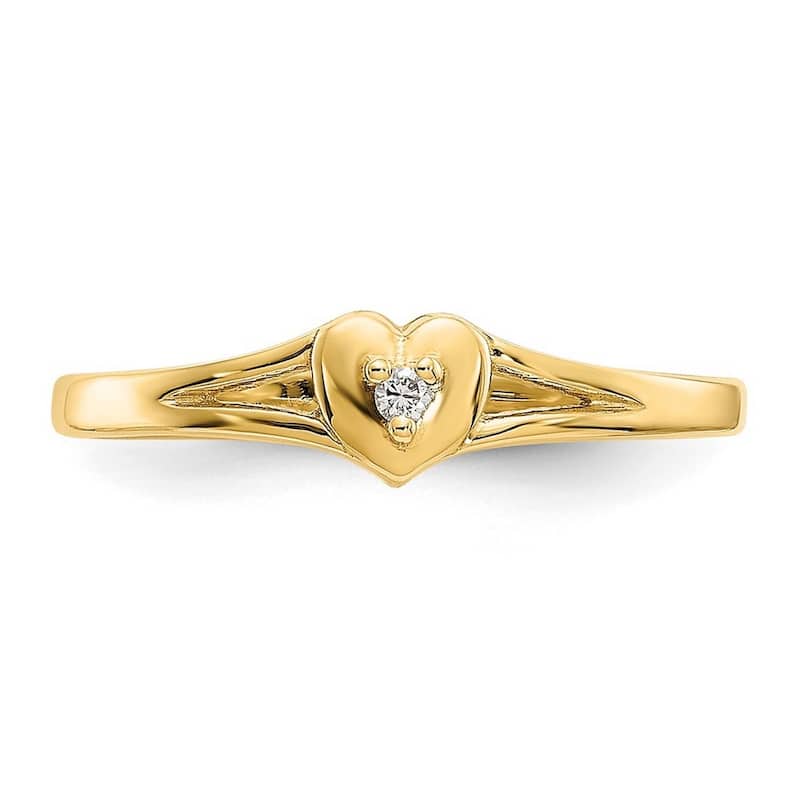 Curata 14 karat Yellow Gold .01ct Genuine Diamond Love Heart Toe Ring