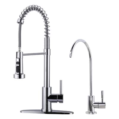 WOWOW Three Function Pull Down Kitchen Faucet with Drinking Water Faucet