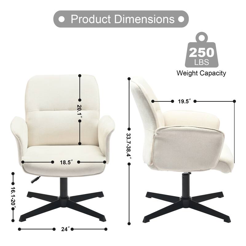 Homy Casa 3-Piece Round Table and Swivel Chair Set - White Tulip Table with 2 Office Chairs